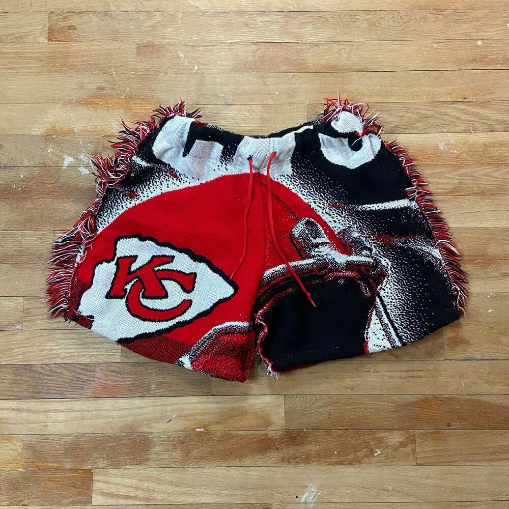 Kansas City Chiefs 1/1 Upcycled shorts “Kingdom Tings” “30 Waist